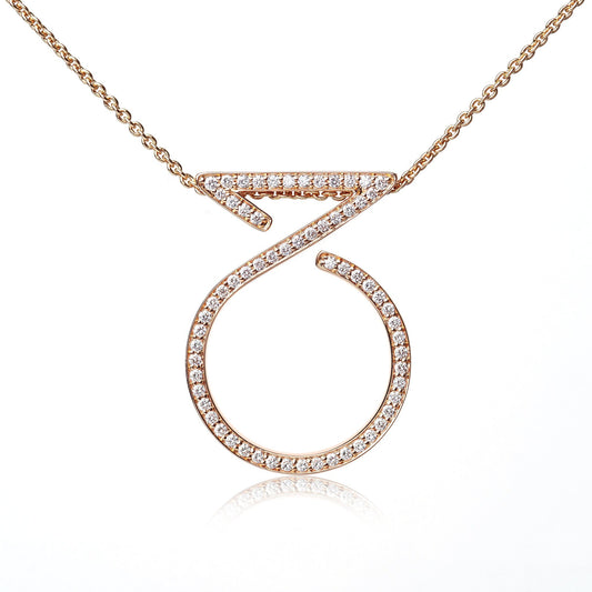 Pendant Ring Necklace In 18K Rose Gold With Diamonds 
