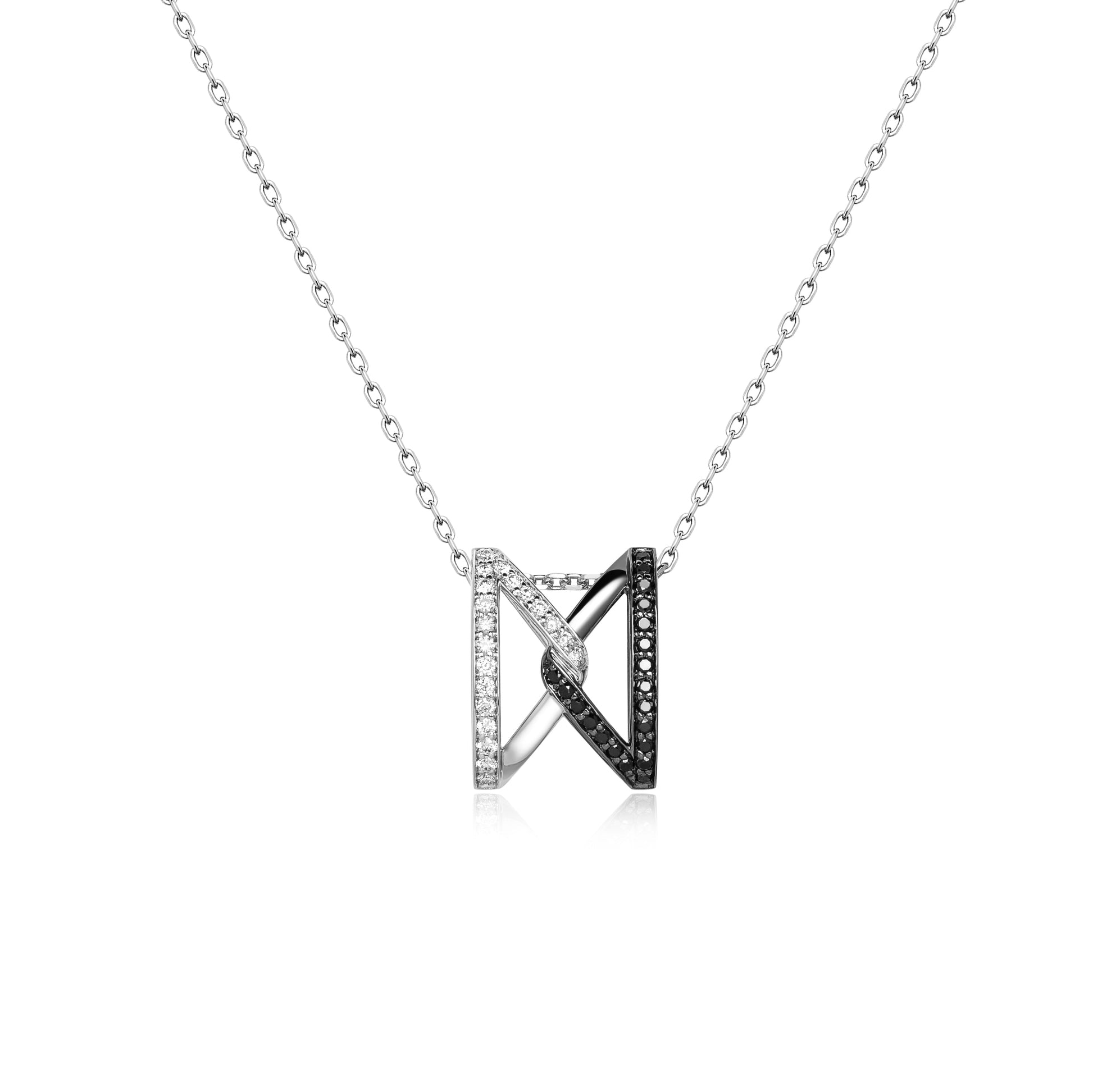 The Big Z Necklace In 18K White Gold With Black And White Diamonds - ZNS Jewellery
