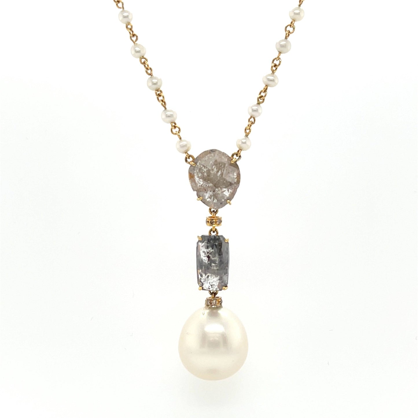 18K South Sea Pearl & Flat Diamond Necklace - K.S. Sze & Sons