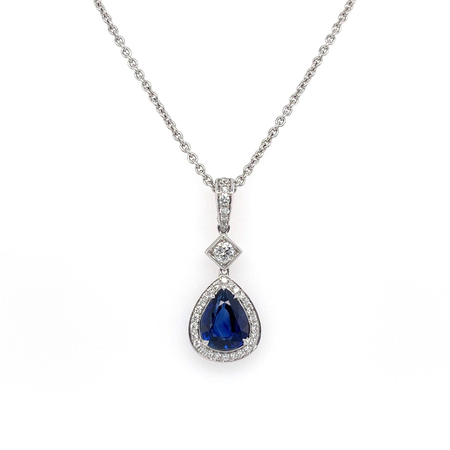 18K Sapphire & Diamond Pendant - K.S. Sze & Sons