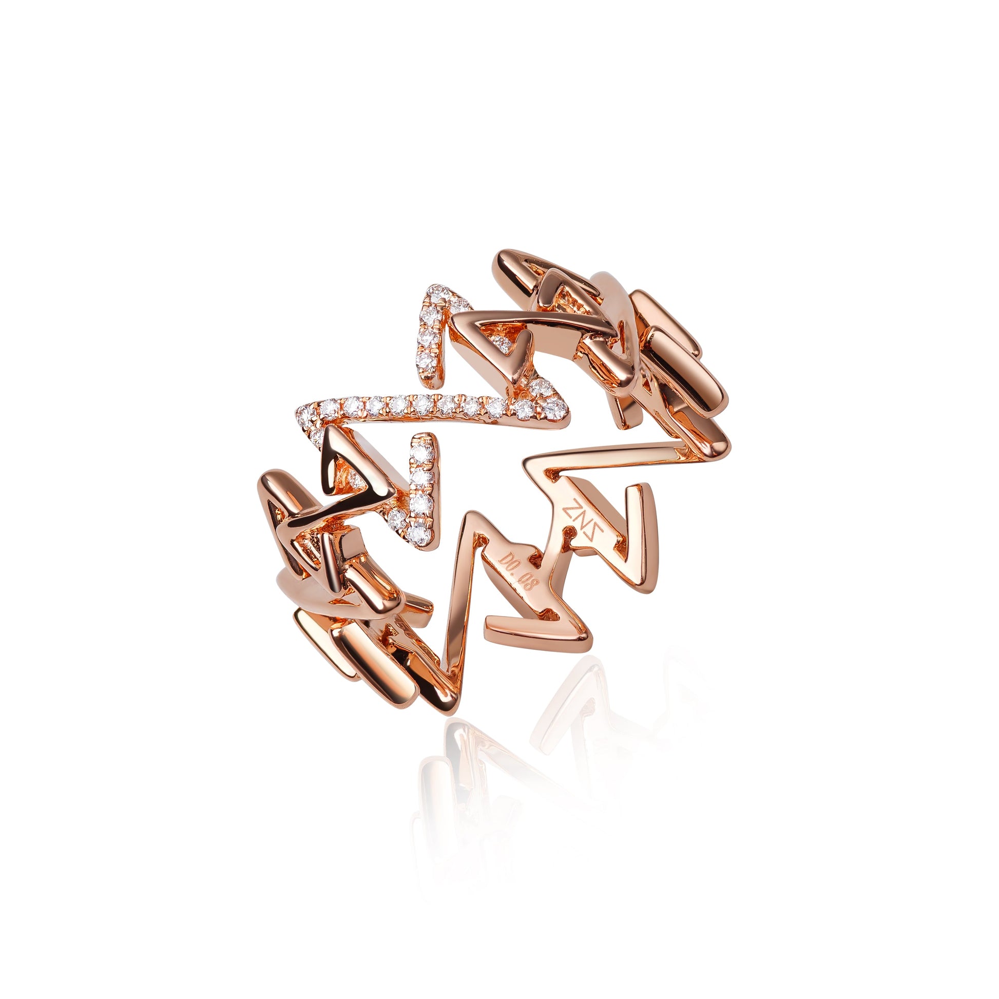 Infinity Ring In 18K Rose Gold With Diamonds - ZNS Jewellery