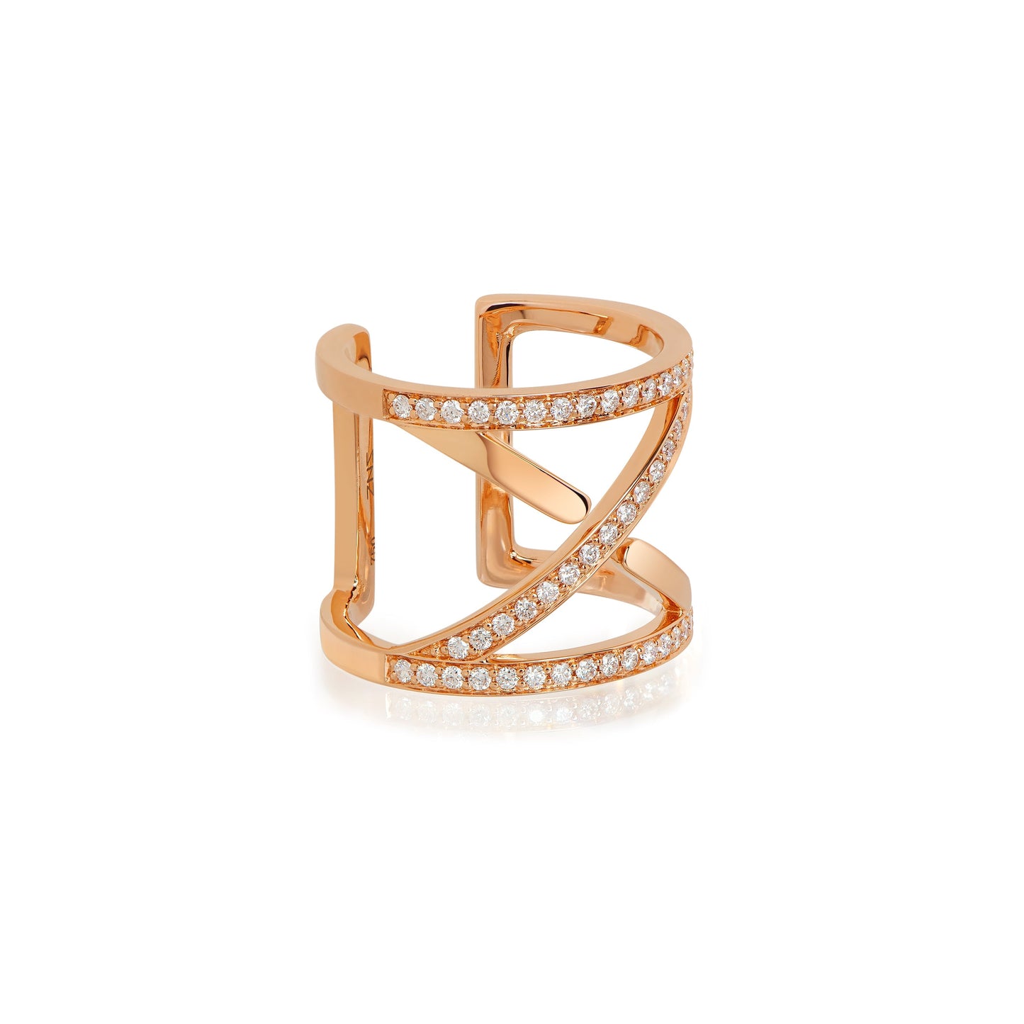 The Big Z Ring In 18K Rose Gold With Diamonds - ZNS Jewellery