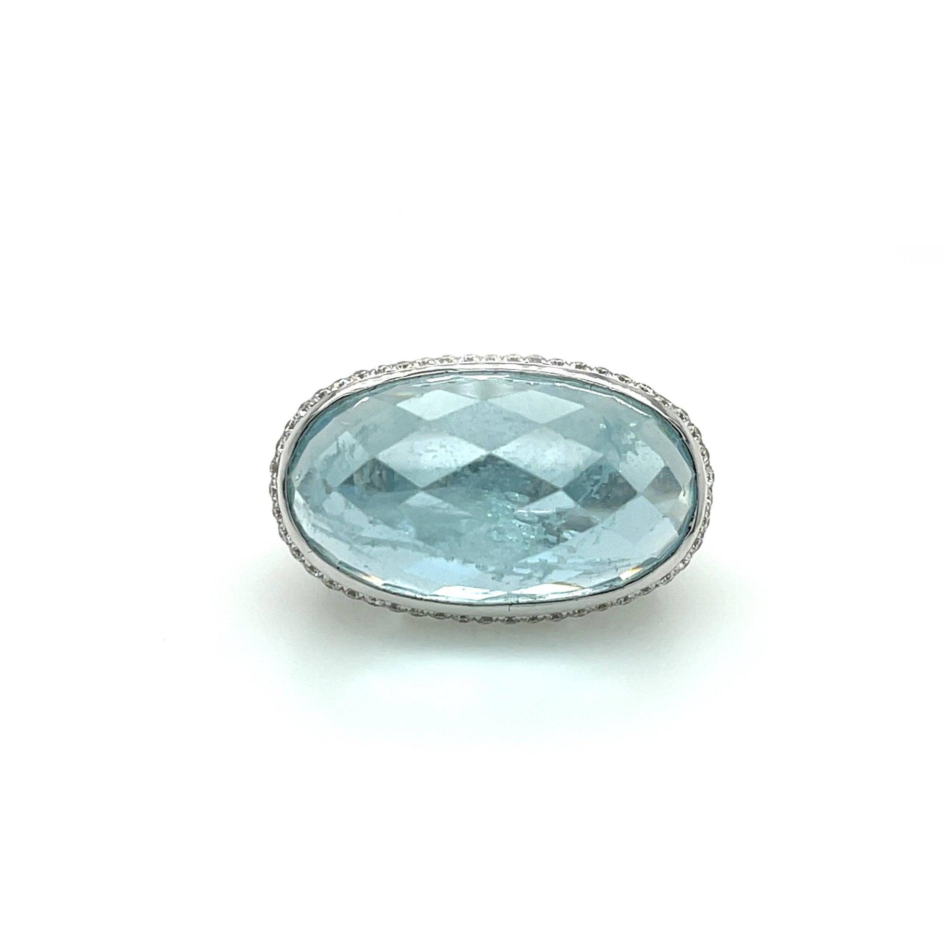 18K Aquamarine & Diamond Ring - K.S. Sze & Sons