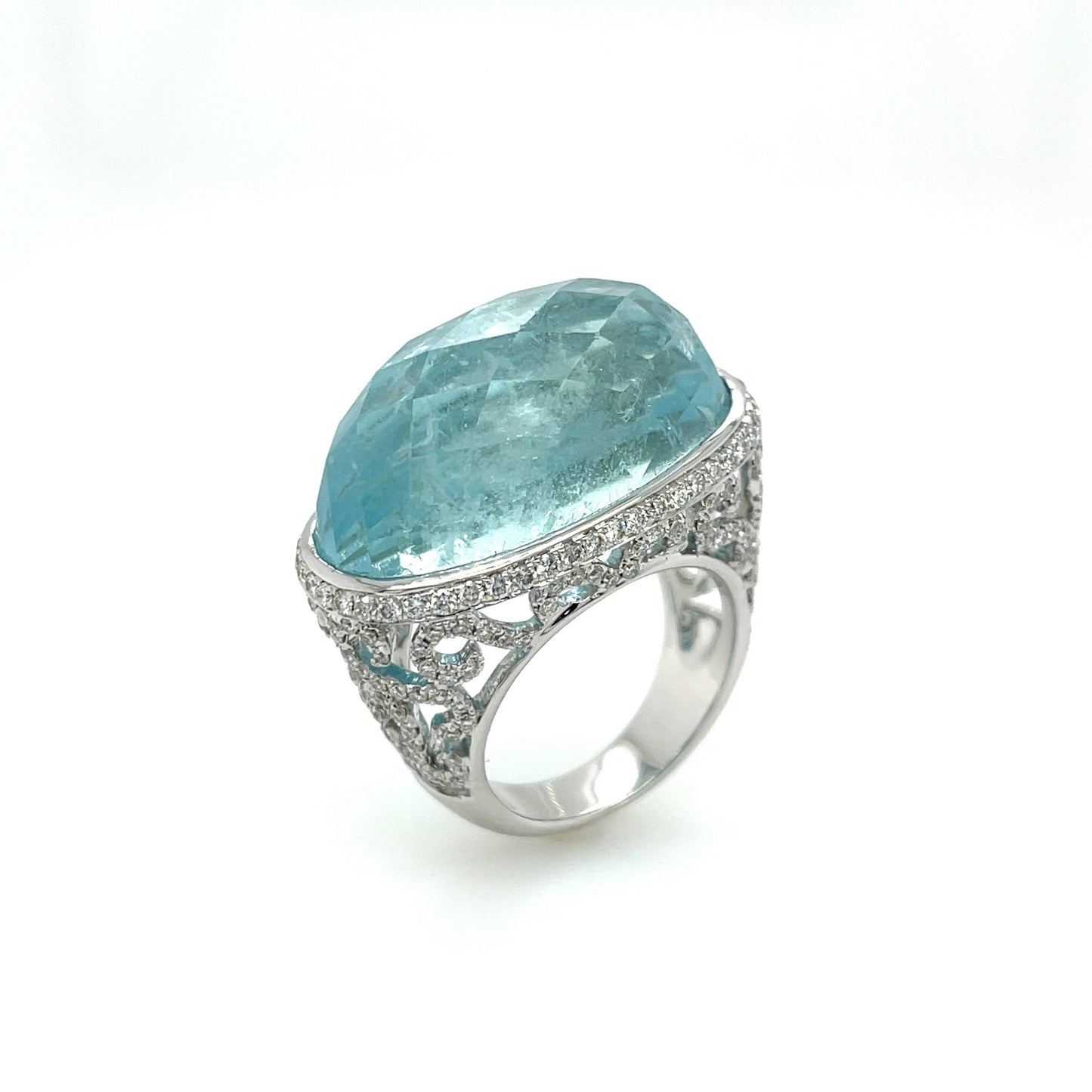 18K Aquamarine & Diamond Ring - K.S. Sze & Sons