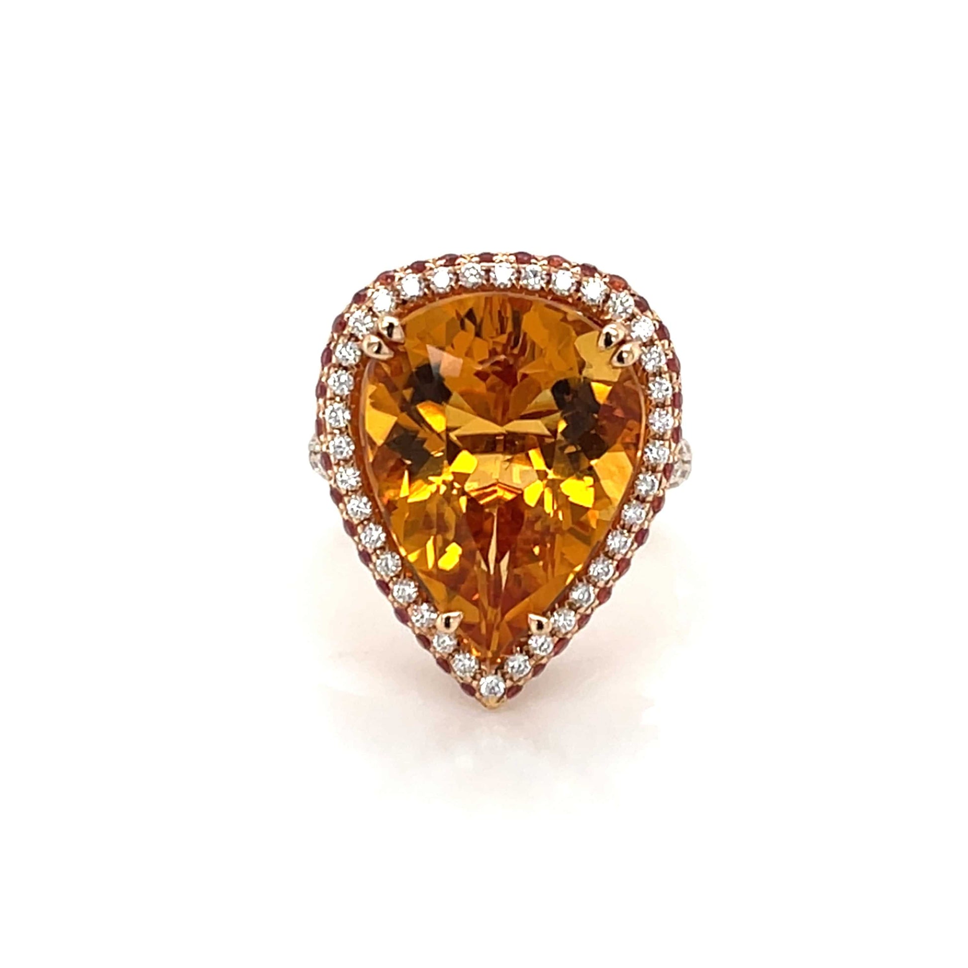 18K Citrine, Orange Sapphire & Diamond Ring - K.S. Sze & Sons