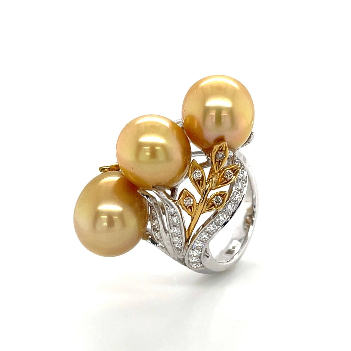 18K Golden South Sea Pearl & Diamond Ring - K.S. Sze & Sons