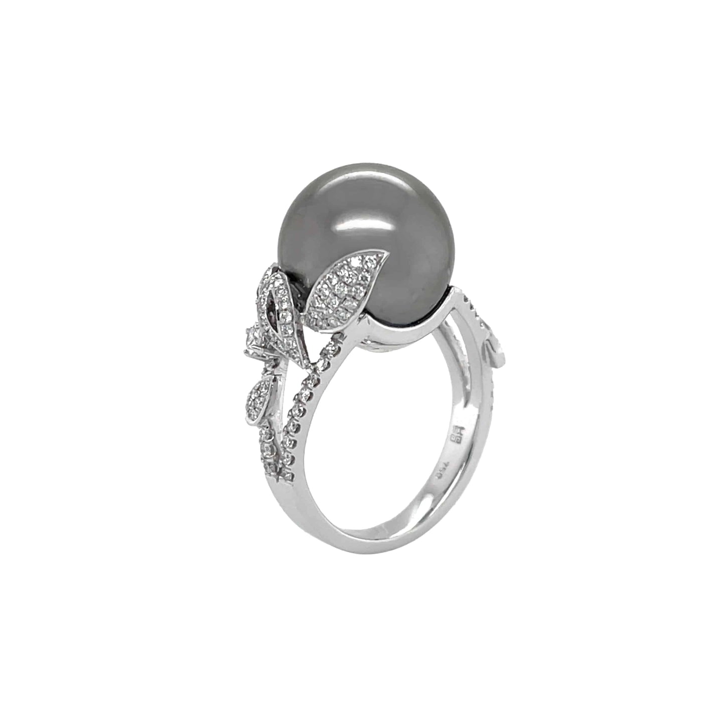 18K Tahitian South Sea Pearl & Diamond Ring - K.S. Sze & Sons